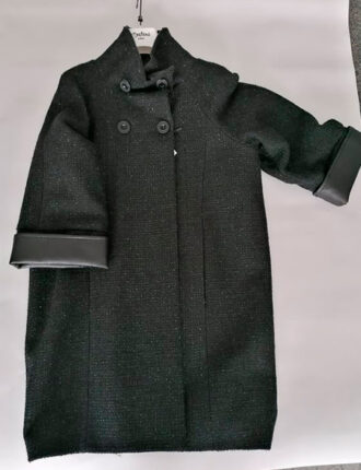 cappotto donna con inserti in ecopelle