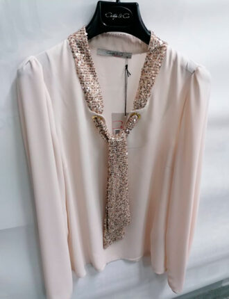 Camicia donna con collo in strass